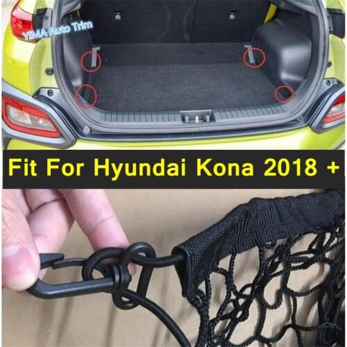 Lapetus Rear Trunk Luggage Storage Net String Bag Mesh Net Molding Cover Trim Black For Hyundai Kona 2018 - 2021 Accessories