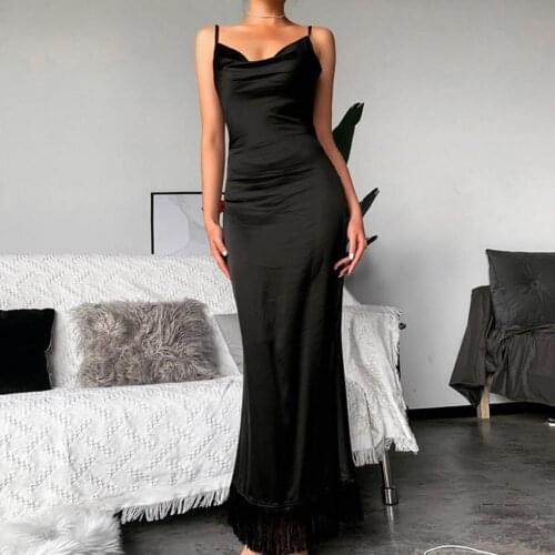 Satin silk women midi dress strap side slit backless sexy streetwear 2021 Spring summer party clothes elegant dinner vestidos
