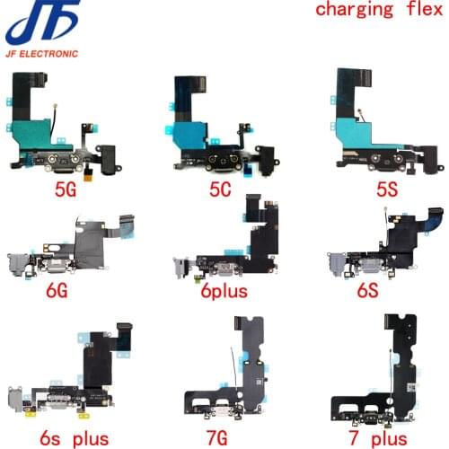 10pcs Charging Flex Cable for iPhone 6 6G 6S 7 7g 8 8G Plus X XS Max XR 5 5S 5c SE Dock Connector USB Charger Port Ribbon