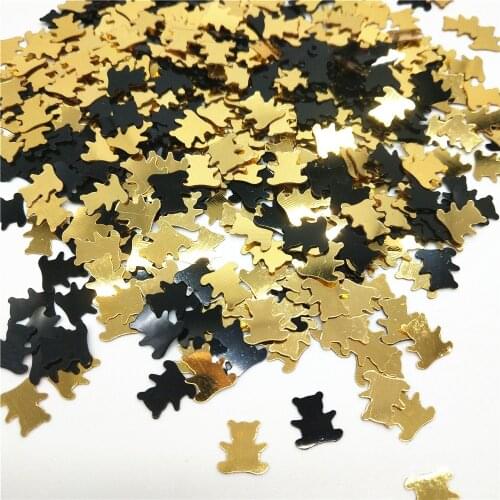 1000pcs Light Gold And Black Bear Panda Sequins 7mm PVC Flat Flakes Garment Crafts Nail Art DIY Accessory