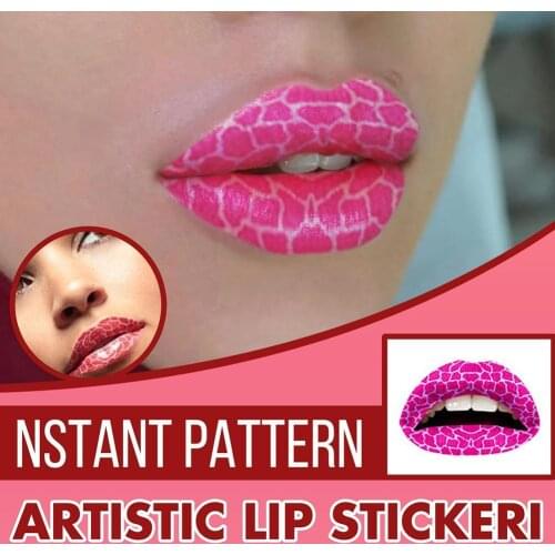 18styles Personality Lip Stickers Punk Style Artistic Lip Stickers Sexy Lip Styling Decals Long-lasting Waterproof Lip Makeup