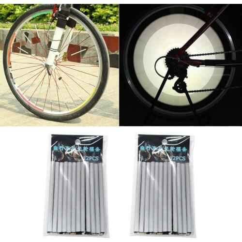 24pcs Reflective Mount Clip Tube Bike Night Reflective Stick MTB Fluorescent Spoke Stick Personality Reflective Stick