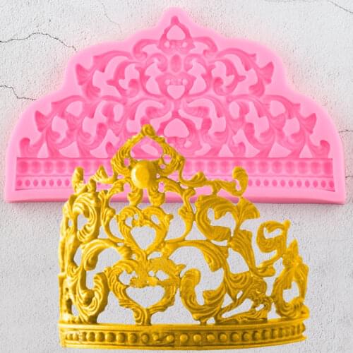 3D Craft Crown Cake Border Silicone Molds Wedding Cupcake Topper Fondant Cake Decorating Tools Candy Chocolate Gumpaste Moulds