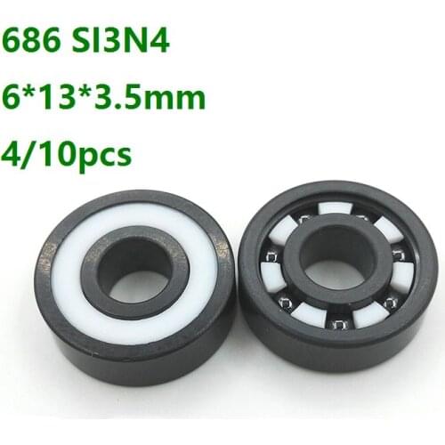 4/10pcs 686 Full SI3N4 ceramic bearing 6*13*3.5mm full Ceramic bearings silicon ceramic deep groove ball bearing 6×13×3.5mm