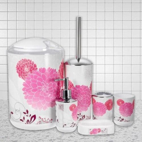 6Pcs Bathroom Accessories Toothbrush Holder Bin Soap Dish Dispenser Tumbler Toilet Brush Trash Can Washing Cup Bathroom Set