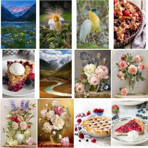 Diy Diamond Painting Beautiful Light Luxurious and Atmospheric Delicate Flowers Colorful Birds Delicious Food Wall Mural