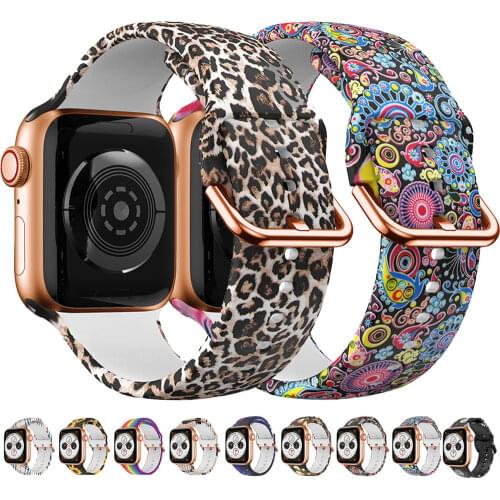 Leopard women watch band silicone wristband for apple watch 38mm 40mm 42mm 44mm bracelet bracelet for iwatch 6/se/5/4/3/2/1 loop