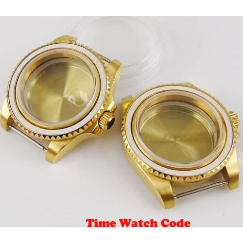Golden 40mm Mens Wristwatch Case parts fit for NH35 NH36 movement sapphire glass without bezel insert stainless steel watch case