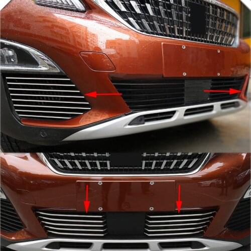 For Peugeot 3008 GT 2017 2018 2019 2020 Front Bottom Grille Grill Cover + Fog Light Racing Grills Grille Trim 5008 GT 2017-2020