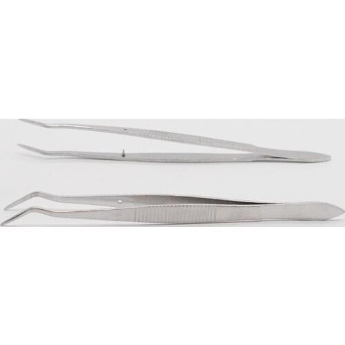 Teeth Clean Tool Stainless Steel Plier Tweezer Forcep Silver Cuspidal For Dental