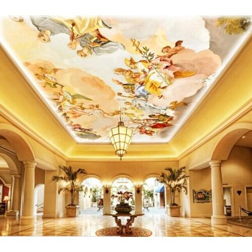Custom vintage wallpaper, continental oil painting used for ceiling wall waterproof papel de parede