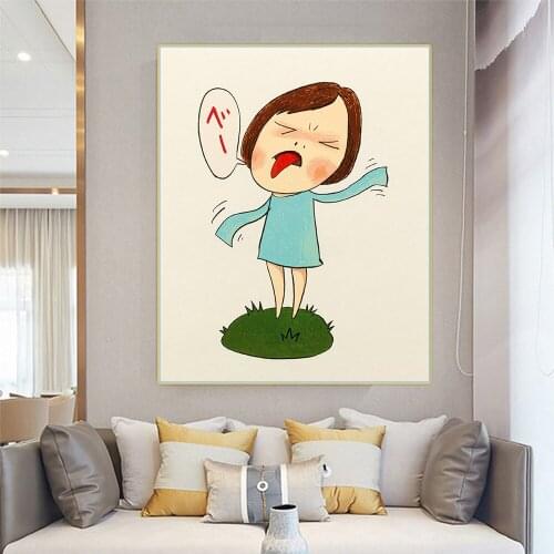 Holover "Beh!"By Yoshitomo Nara,Canvas Oil Painting Japanese Manga Unframed Modern Cartoon Wall Art Home Decor Aesthetic