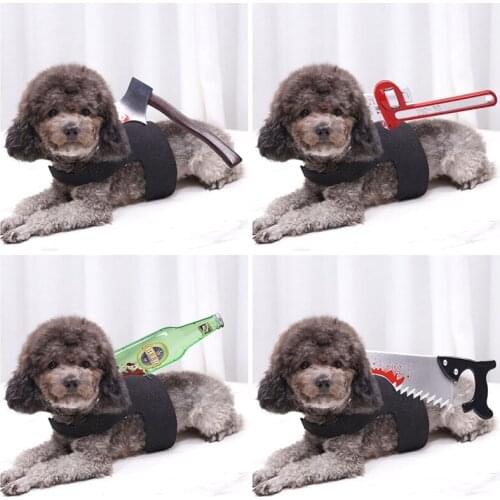 Halloween Funny Cat Dog Vest Terror Costume For Small Large Dogs Clothes Comical Dog Outfits Simulation Axe Knife Pet Supplies