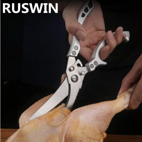 Kitchen Powerful Chicken Bone Scissors Chicken Duck Fish Cutter Shears Stainless Steel Scissors Scale Clean Cook Scissors Knife