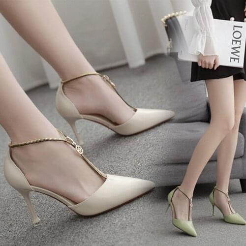 Zipper High Heel Stiletto Heel Sandal 2020 New Spring And Summer Sexy Fairy Style Pointed Hollow Single Shoe Sandals Women
