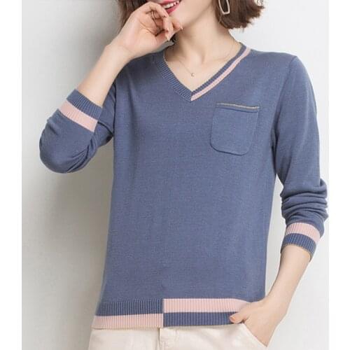 Rainbow Pullover and Sweaters 2020 V Neck Cartton Patchwork Bear Office casual Sweater Jumpers oversized pullover female Hiver