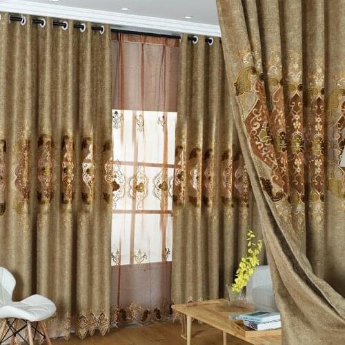 European Style Light Luxury Curtain Chenille Jacquard Exquisite Vintage Printing High Shading Curtain for Living Room Bedroom