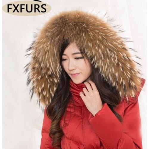 FXFURS Luxury Real Raccoon Fur Scarf Women 100% Natural Raccoon Fur Collar Winter Warm Fur Collar Scarves