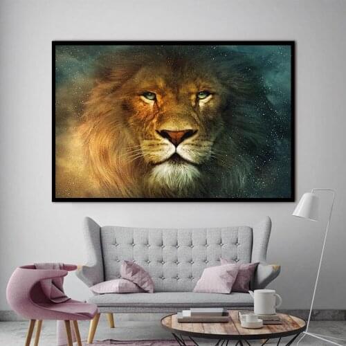 Nordic Large Size Colored Animal Tiger Lion Face HD Photography Art Canvas Print Painting Poster Wall Pictures Home Decor Poster