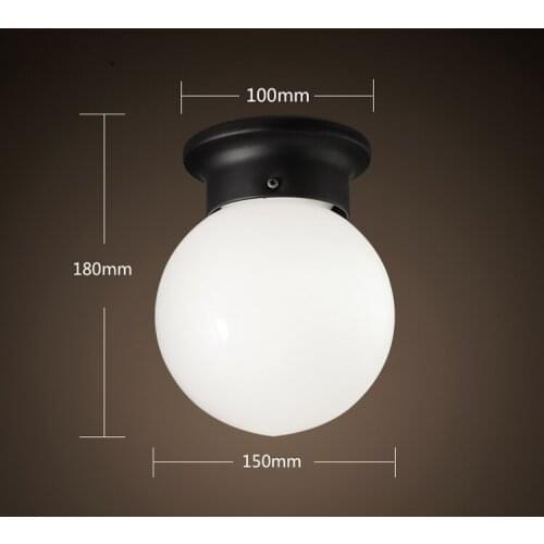 Modern Brief Loft Vintage Ameican Country Glass Ball Iron led Ceiling Light Bathroom Balcony Entrance Aisle Home Decor Lighting