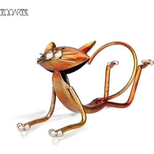 Tooarts Yoga cat Wine holder Wine shelf Metal sculpture Practical animal sculpture Home decoration Interior decoration Crafts