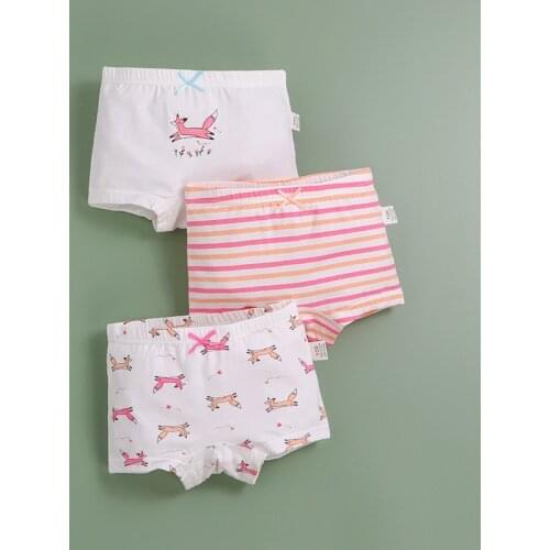 3Pcs Lot New Fashion Kids Underwear Cotton Baby Girl Panties Childrens Boxer Briefs Cartoon Designs Shorts 2 -10 Years