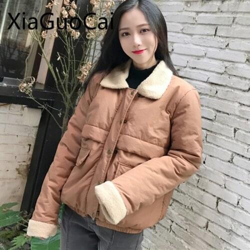 High Quality Wool Women Parkas Turn-down Collar Winter Short Coats Cotton Brown Vintage Jackets Fashion Coats Lu11 35