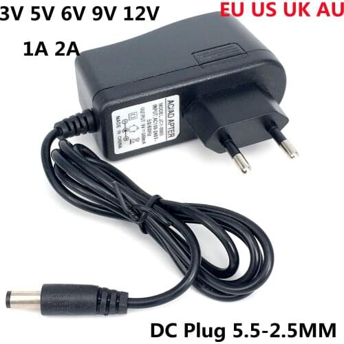AC 110-240V DC 3V 5V 6V 9V 12V 1A 2A Power Supply 3 5 6 9 12 V Volt Adapter Charger for LED light strip CCTV