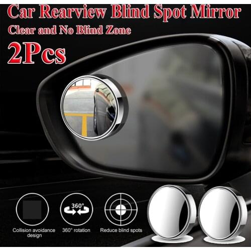 2Pcs/Set 360 Degree Blind Spot Mirror Round Car Reverse Frameless Ultrathin Wide Angle Convex Rear View Mirror Car Accessories