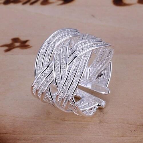 Womens silver plated rings engagement wholesale wedding Bridal jewelry Big Web Ring-Opened wedding rings GY-AR235