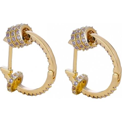 Womens Earring Golden Luxury Shine Buckle Earrings New High Quality Delicate Zircon Circle Earring Jewelry Pendant Accessories