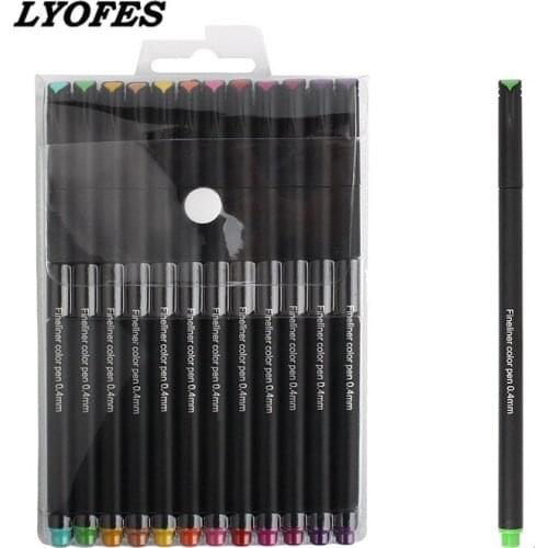 0.4mm Micron Liner Marker Pens 12 Colors Fineliner Pen Water Based Assorted Ink For Painting School liners for drawing