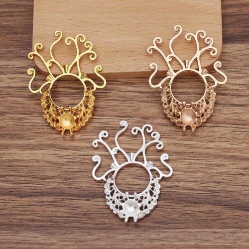 10 PCS 41x55mm Retro Metal Alloy Flowers Accessories DIY Handmade Hair Accessories For Jewelry Making