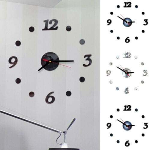 2019 Solid Modern Art DIY Wall Clock Acrylic Clock 3D Self Adhesive Sticker Home Office Kitchen Decor