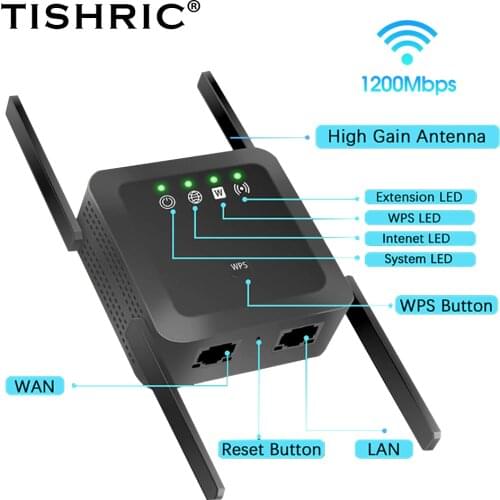 Wireless WiFi Repeater WiFi Signal Amplifier 1200Mbps WiFi Extender Router Wi Fi Booster Long Range Wi-Fi Repeater Access Point