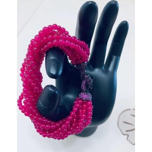 Natural 10strands 4mm purple round stone micro inlay zircon accessories bracelet long 21cm