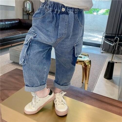 DFXD Baby Boys Jeans Pants Autumn New Arrival Cotton Kids Clothes Denim Pants Fashion Loose Cargo Trousers Children Jeans 17Yrs