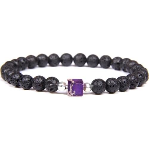 Male female Orange Purple Blue Green Emperor stone Beads Black lava Diffuser charm bracelet jewelry gift for women men wholesale