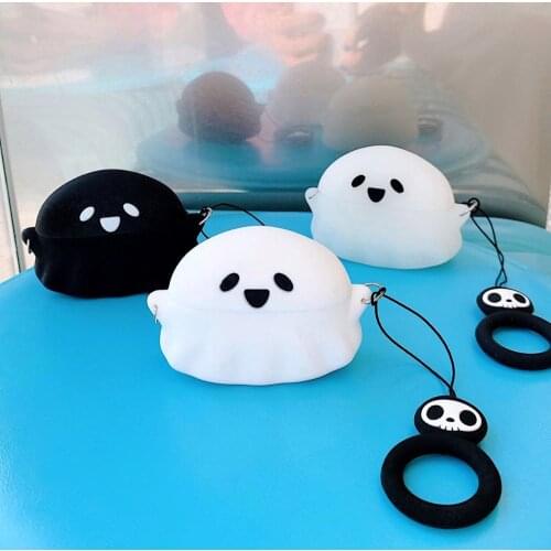 For Airpods Pro 3D Cute Cartoon Ghost Skull Earphone Case for Airpods 1 2 3 Wireless Headphone Cover Finger Ring Halloween Gifts