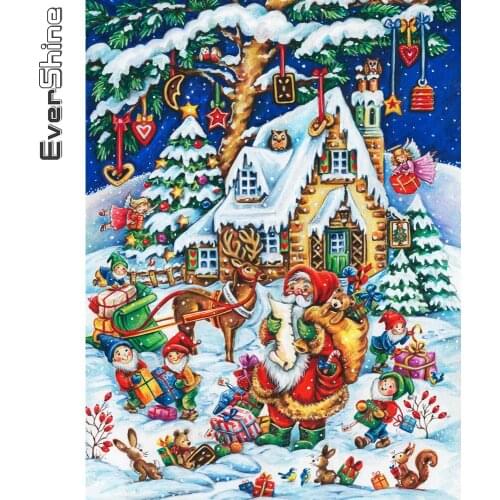 Evershine DIY Diamond Painting Cartoon Full Square Round Diamond Embroidery Santa Claus Cross Stitch Kit Mosaic Christmas Gifts