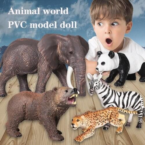 Simulation Animal Figure Decoration Cool Collocation Pvc Model Doll Tiger Panda Giraffe Cheetah Figurine Biological Toy for Kids