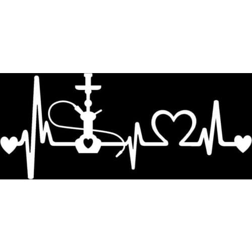 Hookah Heartbeat Lifeline Decal Vinyl Black/Silver Car Sticker Cover Scratches Anti-UV Waterproof Window Windshield Accessories