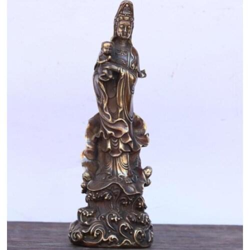 China brass child Goddess of mercy Buddha crafts statue