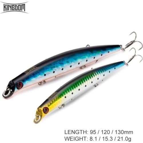 Kingdom Fishing Lure Floating Popper LipLess Minnow Sea Fishing 8.1g/15.3g/21g Minnow Lure Hard Bait Strong Hook Wobblers