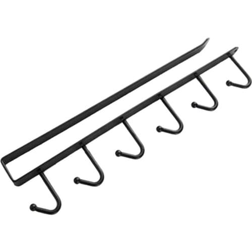 Kitchen Cutlery Cup Storage Rack With 6 Hooks Wall Mount Cupboard Hanging Hook Clothes Hanger Rangement Cuisine Cup Storage Rack