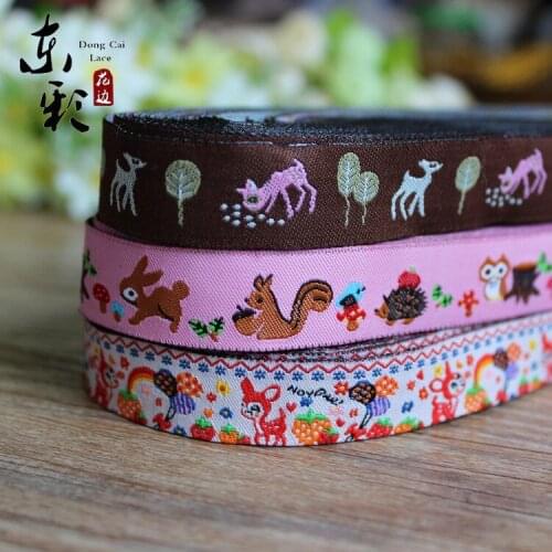 10yards*5/8" (16mm)Embroidery Jacquard Cartoon Ribbon Webbing Handmade DIY Sewing Supplies Costume Jeans Ribbon Accessories