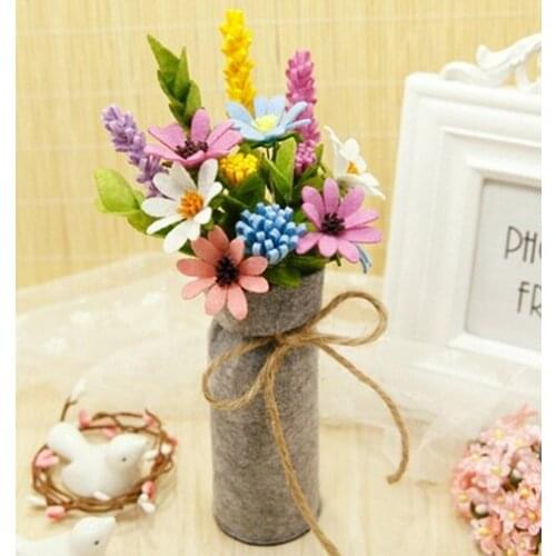 Mylb Simulation Bouquets Felt DIY Package Free Cut Felt Cloth Handmade Wedding Flower Bridal Bouquets Decoration Home Decor