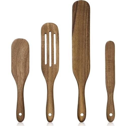 Spurtle Set , Natural Wooden Cooking Utensils Set, Handmade Spurtles Kitchen Tools Non-Stick Wooden Kitchen Utensil Set