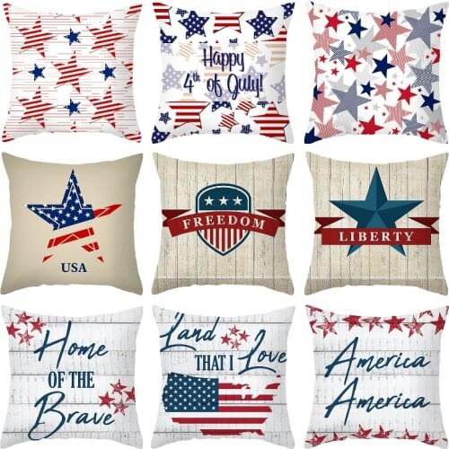 Independence Pillowcase Decorative Sofa Cushion Case Bed Pillow Cover Home Decor Car Cushion Cover Amefrican Flag Pillow Case