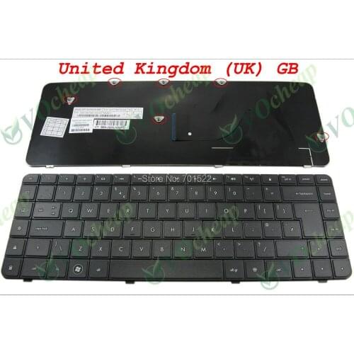 New Notebook Laptop keyboard for HP Compaq Presario CQ62 CQ56 G62 G56 Black UK GB Version - 605922-031, MP-09J86GB-886